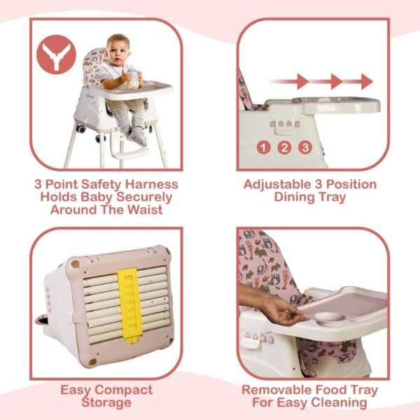 LuvLap 4 in1 High Chair for Kids  (Pink) - Image 3