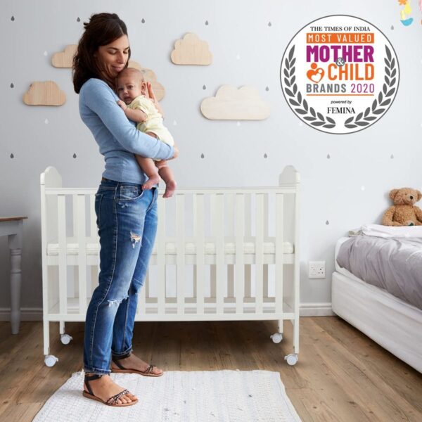LuvLap Cot C-65 Wooden Baby Cot for Kids with Mattress, White - Image 5