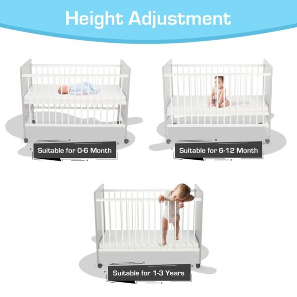 LuvLap Cot C-75 Wooden Baby Cot (Grey, White) - Image 4