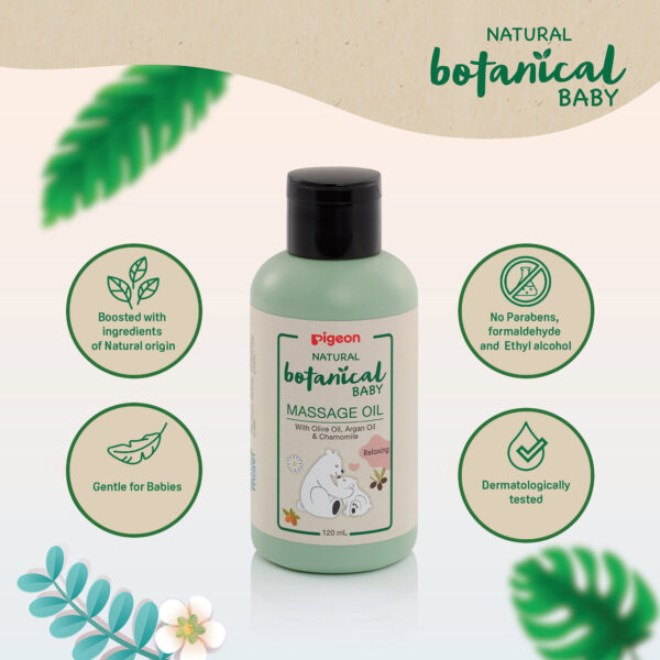 Pigeon NATURAL BOTANICAL BABY MASSAGE OIL 120ML - Image 3