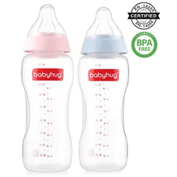 Babyhug Standard Neck Polypopylene Sterilizable Feeding Bottle Pack of 2 – 270 ml Each