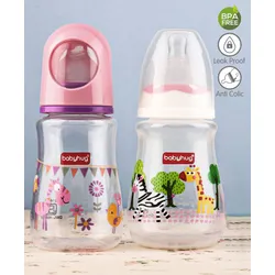 Babyhug Feeding Bottle Animal Print Pink And White Pack of 2 – 125 ml each