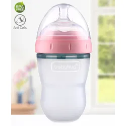 Babyhug Silicone Feeding Bottle Pink – 240 ml