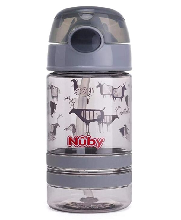 Nuby Flip It Active Sipper W/Thin Straw 360ml (Grey)
