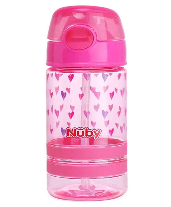 Nuby Flip It Active Sipper W/Thin Straw 360ml(Pink)
