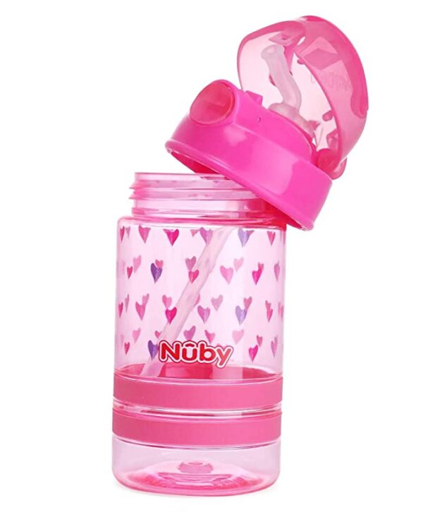 Nuby Flip It Active Sipper W/Thin Straw 360ml(Pink) - Image 5