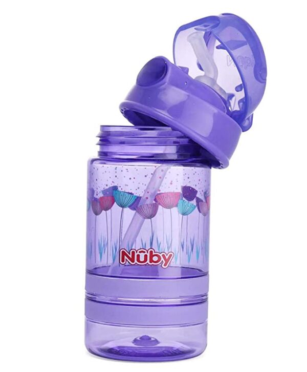 Nuby Flip It Active Sipper W/Thin Straw 360ml (Purple) - Image 4