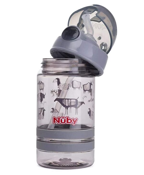 Nuby Flip It Active Sipper W/Thin Straw 360ml (Grey) - Image 2