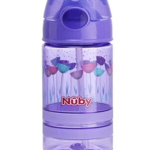 Nuby Flip It Active Sipper W/Thin Straw 360ml (Purple)