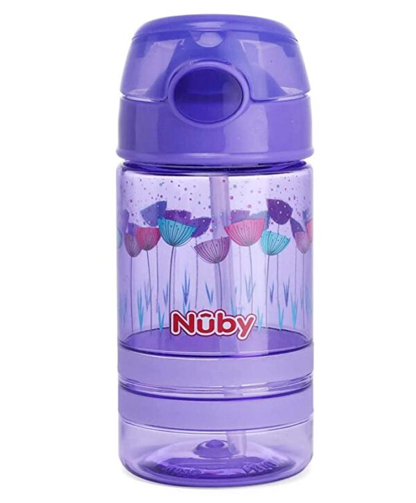 Nuby Flip It Active Sipper W/Thin Straw 360ml (Purple)