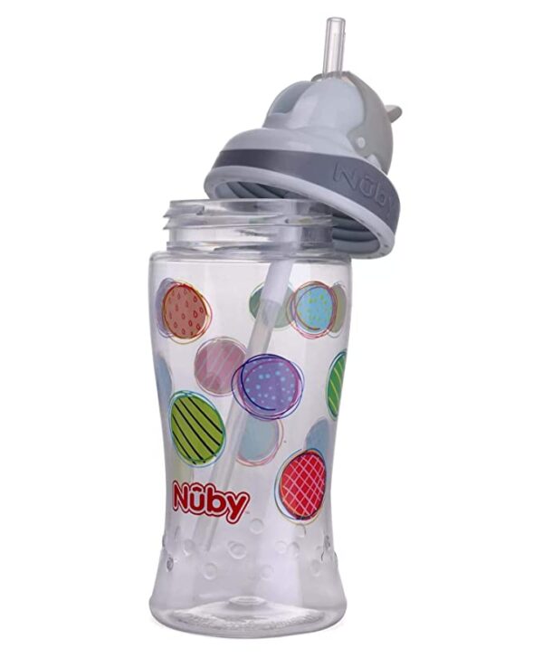 Nuby Flip It Boost Thin Straw Sipper 360ml (Grey) - Image 2