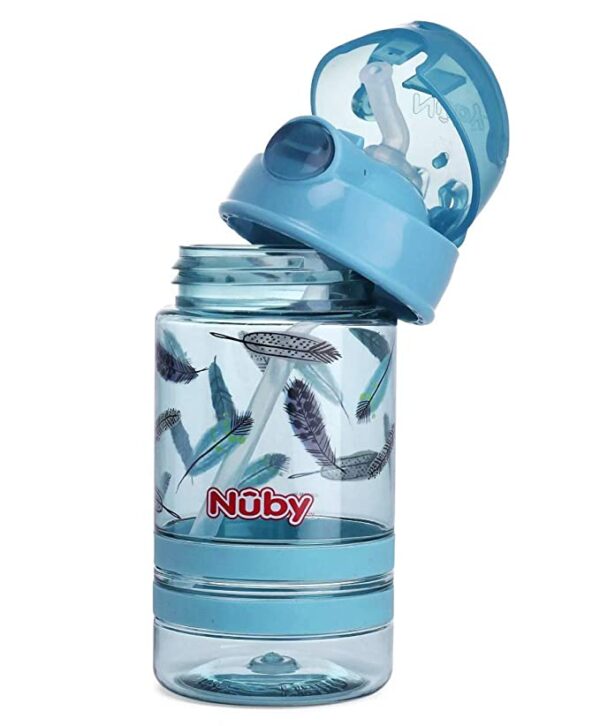 Nuby Flip It Active Sipper W/Thin Straw 360ml(Blue) - Image 3