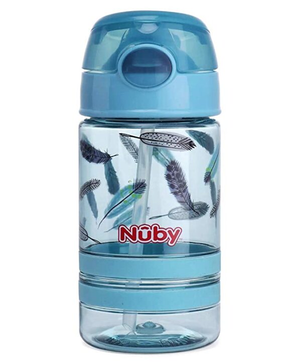 Nuby Flip It Active Sipper W/Thin Straw 360ml(Blue)