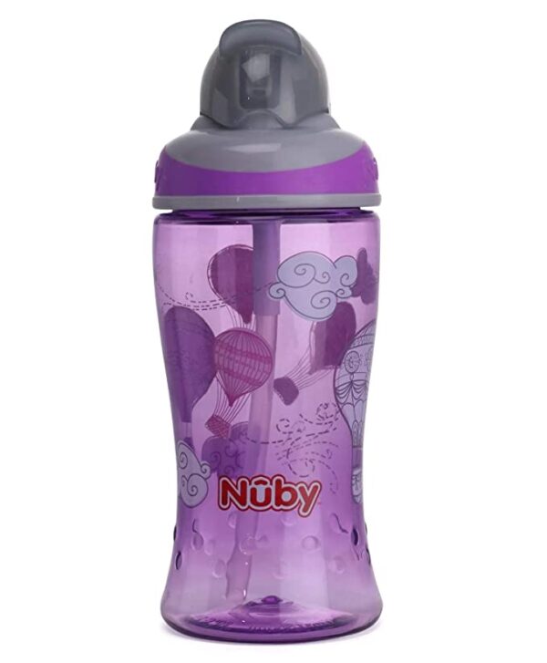 Nuby Flip It Boost Thin Straw Sipper 360ml (Purple)