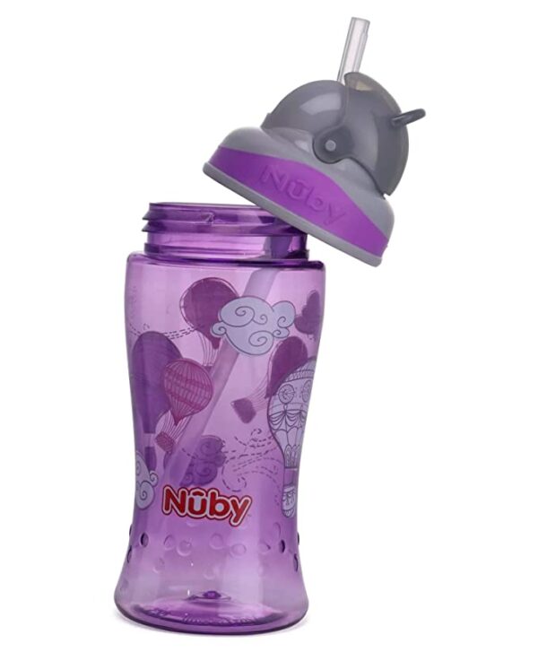 Nuby Flip It Boost Thin Straw Sipper 360ml (Purple) - Image 2