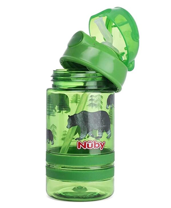 Nuby Flip It Active Sipper W/Thin Straw 360ml(Green) - Image 6