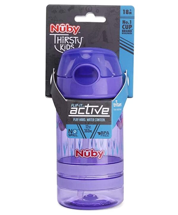 Nuby Flip It Active Sipper W/Thin Straw 360ml (Purple) - Image 6