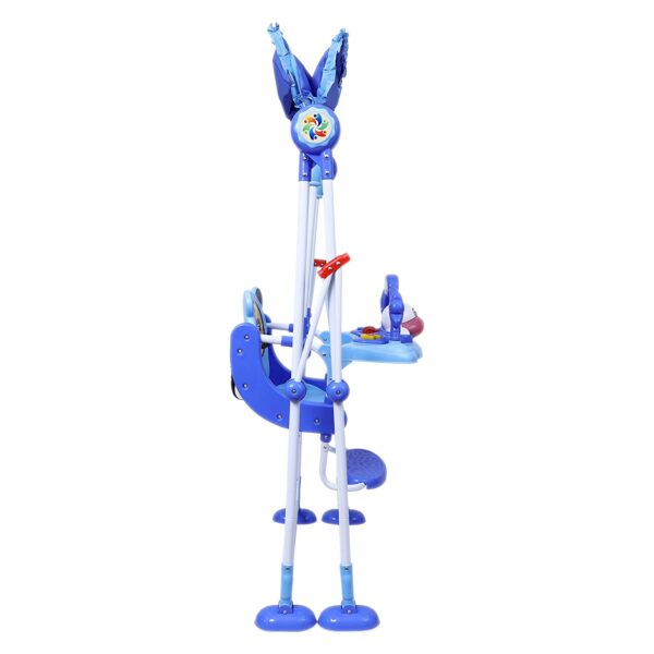 Baby Swing with 3 Point Safety Harness, Musical Play Tray and Adjustable Canopy (Blue) - Image 7