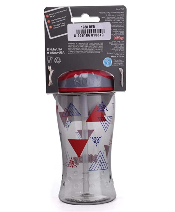 Nuby Flip It Boost Thin Straw Sipper 360ml (Red) - Image 5