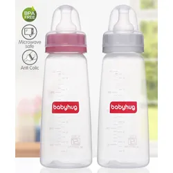 Babyhug Narrow Neck Feeding Bottle Pink White Each 250 ml