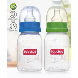 Babyhug Narrow Neck Feeding Bottle Pack of 2 Blue Green – 125 ml Each