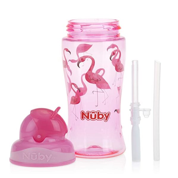 Nuby Flip It Boost Thin Straw Sipper 360ml (Pink) - Image 4