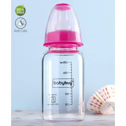 Babyhug Glass Feeding Bottle Pink – 125 ml
