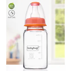 Babyhug Glass Feeding Bottle Orange – 125 ml