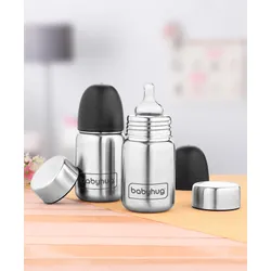 Babyhug Steel Feeding Bottle Pack of 2 Silver – 220 ml each