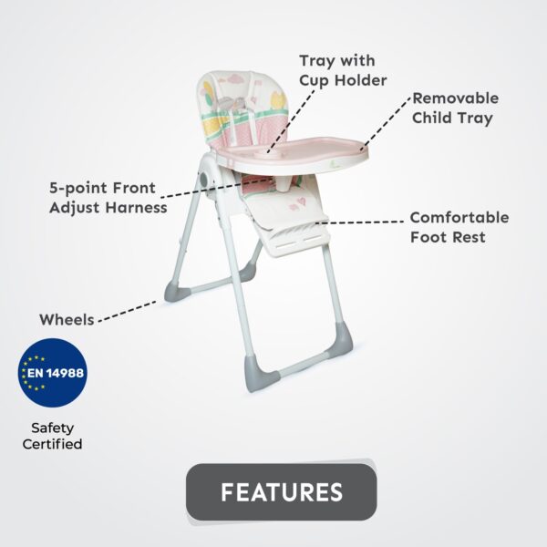 R For Rabbit – Marshmallow Lite High Chair (Pink) - Image 2