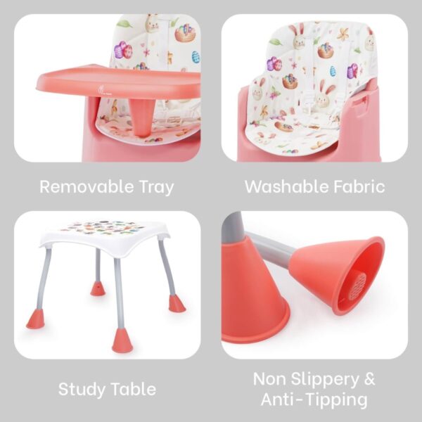 R For Rabbit – Cherry Berry Grand High Chair (Pink White) - Image 7