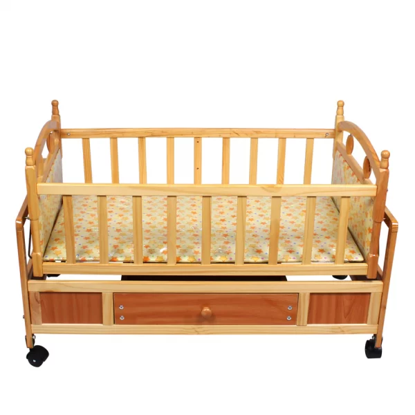 Tiffy and Toffee Dozy Baby Wooden Cot/Cradle with Mosquito Net & Mattress - Image 2