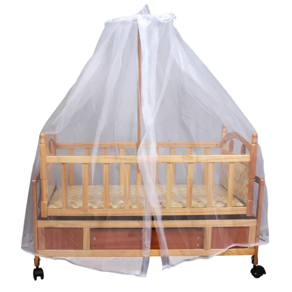 Tiffy and Toffee Dozy Baby Wooden Cot/Cradle with Mosquito Net & Mattress - Image 4