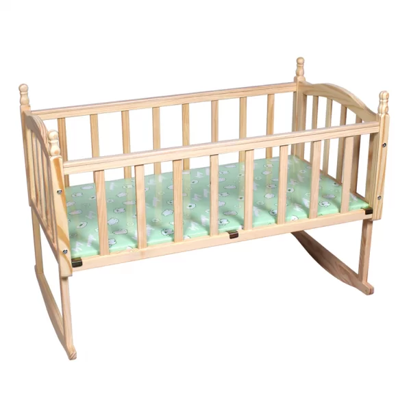 Tiffy and Toffee Sleepy Baby Wooden Cot/Cradle with Mosquito Net & Mattress - Image 2