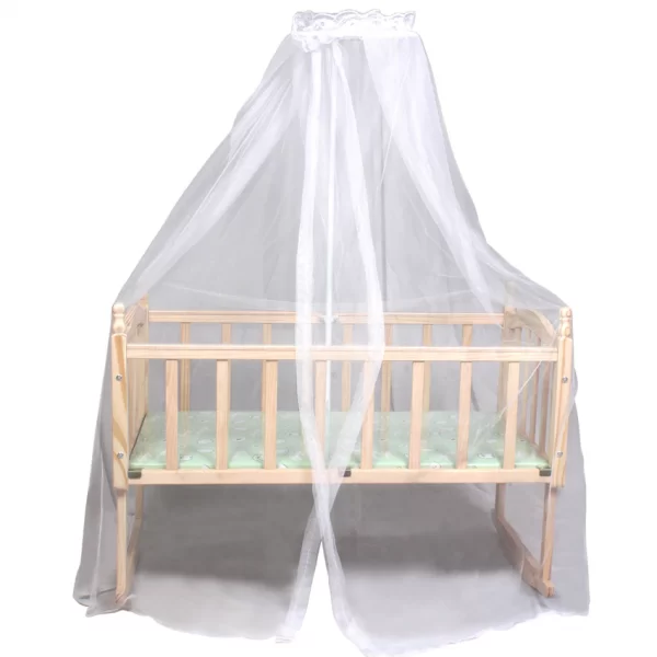 Tiffy and Toffee Sleepy Baby Wooden Cot/Cradle with Mosquito Net & Mattress - Image 3