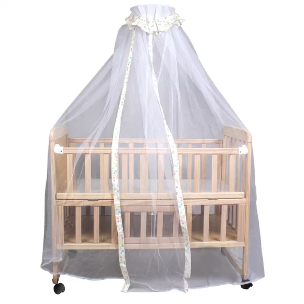 Tiffy and Toffee Baby Wooden Cot/Cradle with Mosquito Net & Mattress - Image 3