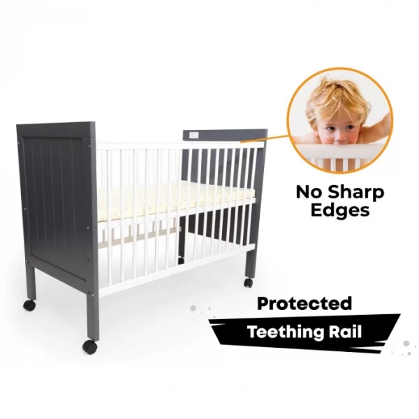 R For Rabbit –Baby's Den Wooden Crib (Grey White) - Image 10