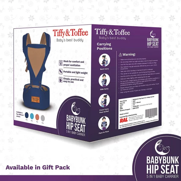 Tiffy and Toffee Bunk Hip Baby Carrier Safe & Travel Friendly - Image 2