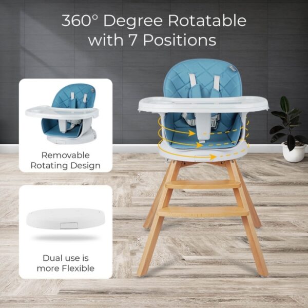 R For Rabbit – Walnut Wooden High Chair (Denim) - Image 2