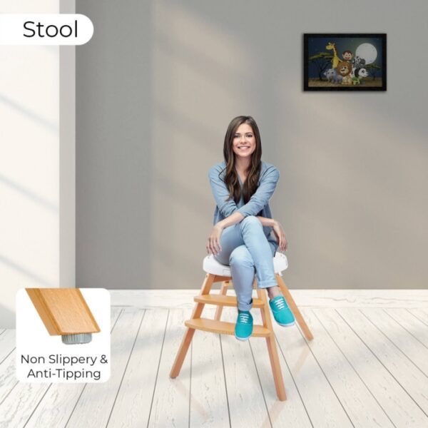 R For Rabbit – Walnut Wooden High Chair (Denim) - Image 5