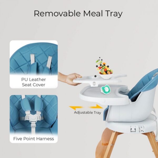 R For Rabbit – Walnut Wooden High Chair (Denim) - Image 6