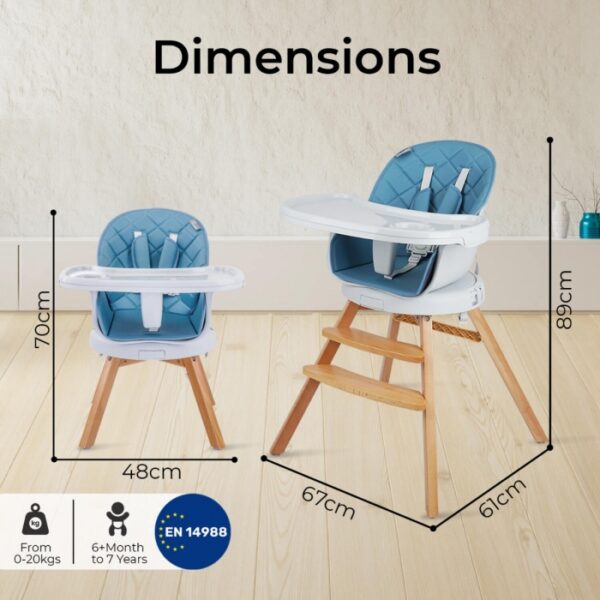 R For Rabbit – Walnut Wooden High Chair (Denim) - Image 7