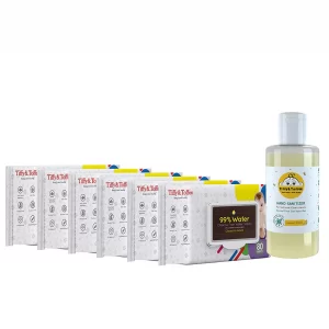 Tiffy &Toffee Wet Baby Wipes with Aloe Vera  Babuna With LEMON Sanitizer (PACK 6)